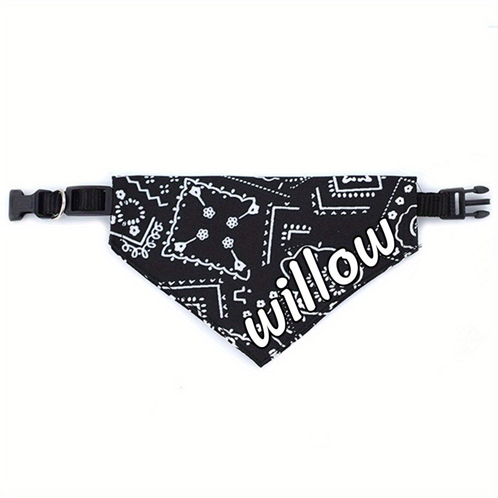 Personalized Dog Bandana Collar with Snap Closure - Adjustable Soft Polyester Pet Saliva Towel Necklace for Small Medium Large Dogs S M L 4 Colors Black Red Blue Pink Holiday Gift