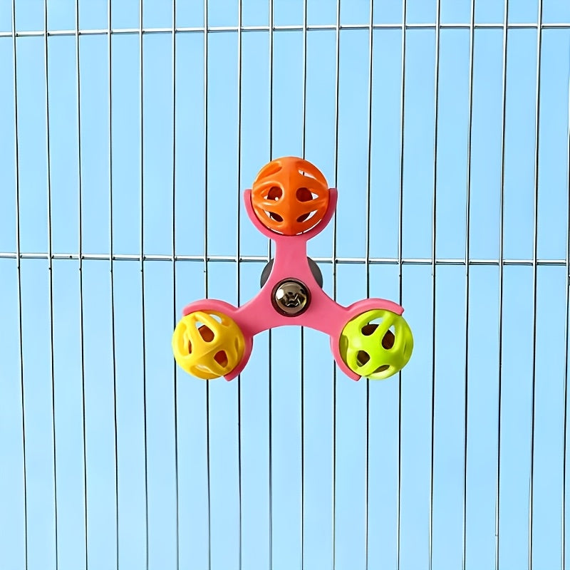 Parrot Rotating Bell Toy 360 Degree Spinning Puzzle Enrichment Anti-Boredom Bird Cage Accessory for Budgies Cockatiels Conures Lovebirds Blue Green Yellow Orange Pink