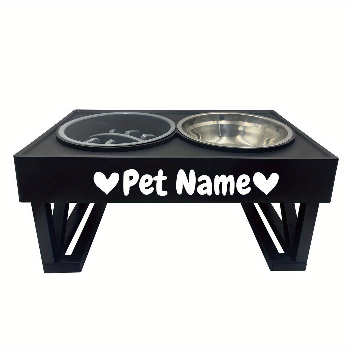 Personalized Raised Dog Bowl Stainless Steel with Slow Feeder & Height-Adjustable Double Dog Food Water Bowl for Medium Large Dogs and Cats