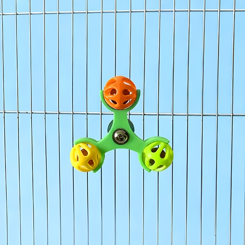 Parrot Rotating Bell Toy 360 Degree Spinning Puzzle Enrichment Anti-Boredom Bird Cage Accessory for Budgies Cockatiels Conures Lovebirds Blue Green Yellow Orange Pink