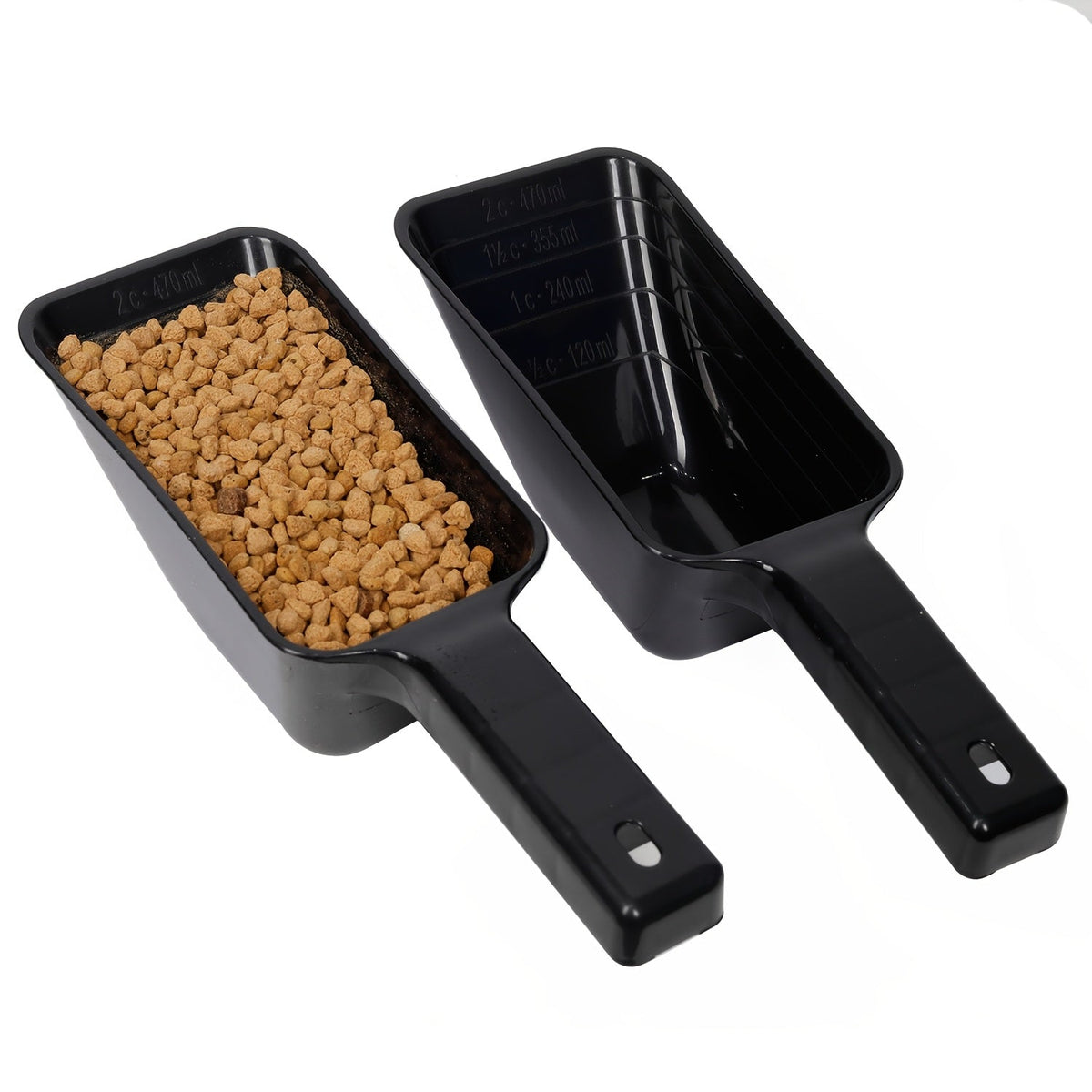 Pet Food Measuring Spoon with Volume Lines – Dishwasher Safe Plastic Portion Control Scoop for Dog & Cat Food, Portable Accurate Feeding Tool, 1pc or 2pcs, Black Grey Blue Red
