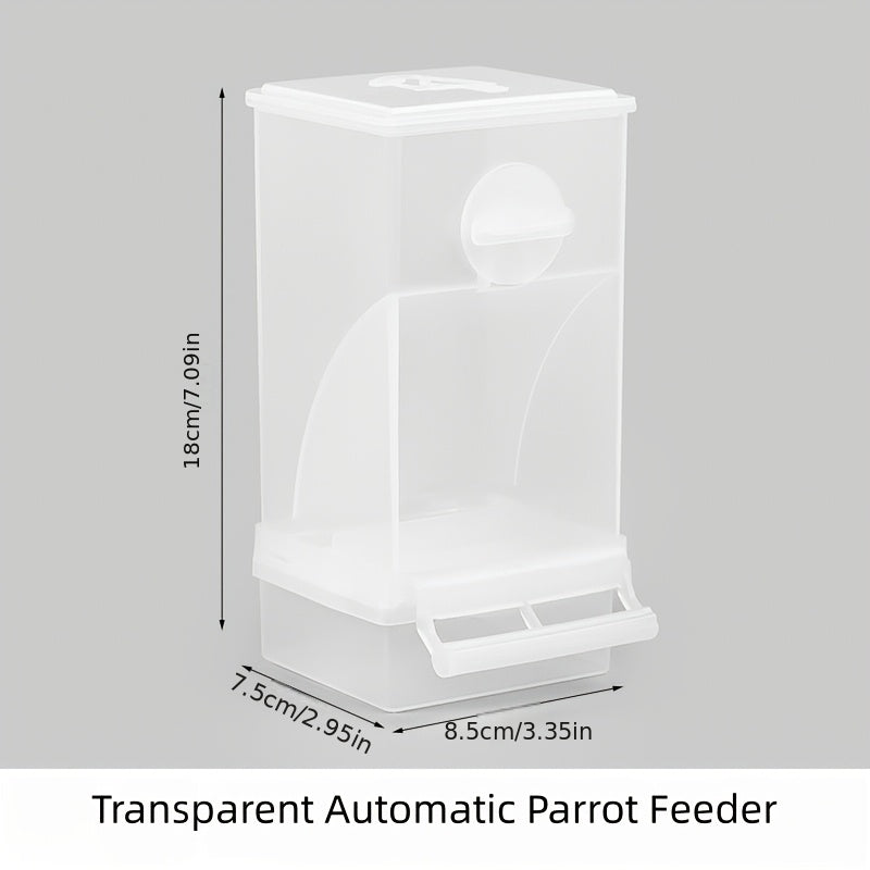 Parrot Automatic Feeder Anti-Spill Shell Separator Hanging Food Box for Cockatiels Budgies Parakeets – All-In-One No Battery Bird Feeder with Anti-Splash Guard 1pc
