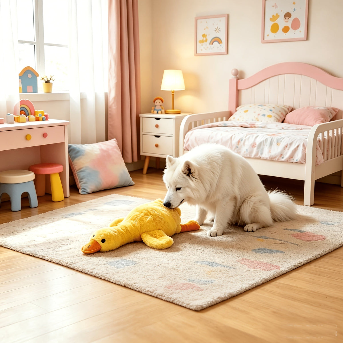 Large Soft Duck Plush Toy for Dogs and Cats 20 Inch - Upgraded Embroidered Eyes Zipperless Washable Giant Duck Stuffed Animal Pet Toy, Dog Companion Toy for Large Medium Small Breeds, Multiple Colors